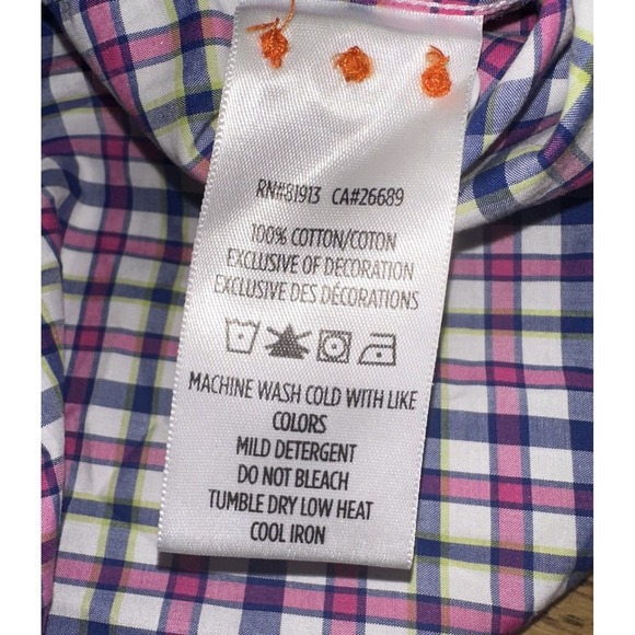 Robert Graham Pink White Gingham Short Sleeve Button Shirt Tailored Fit Men's XL - Picture 7 of 10